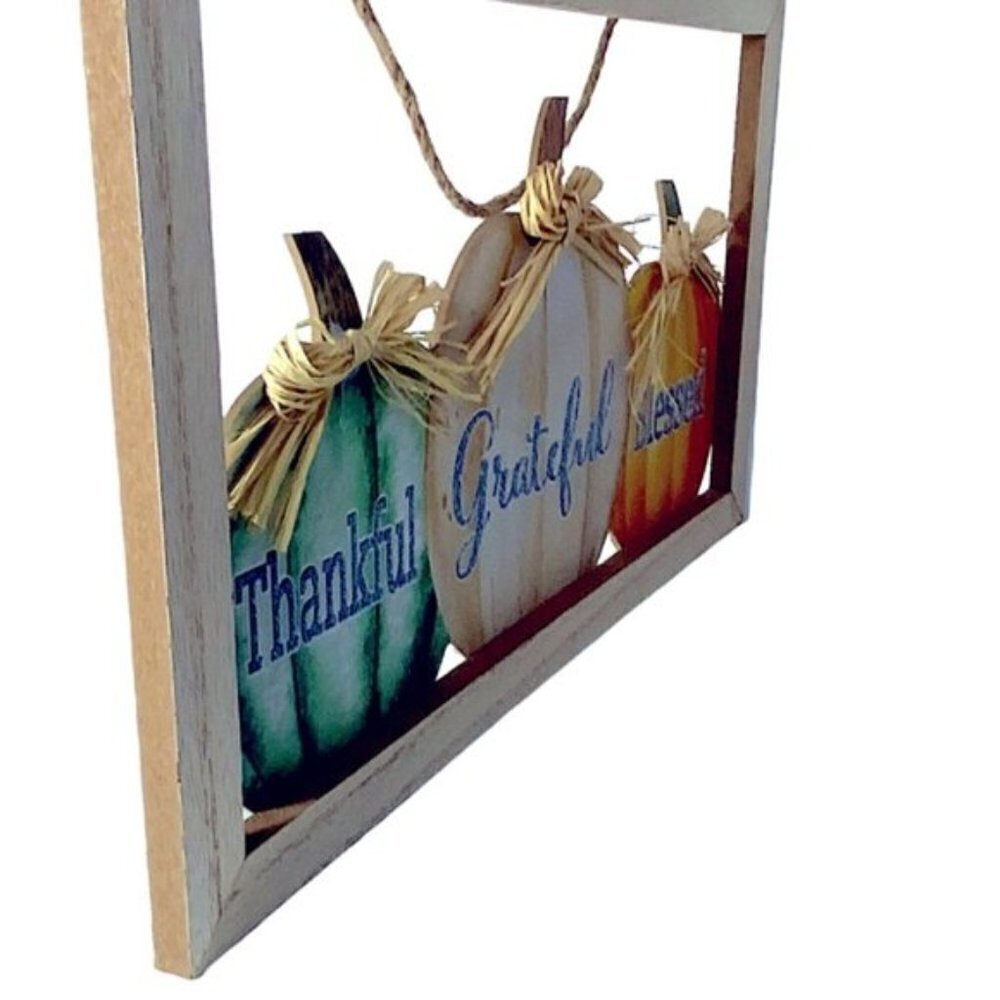 Modern Farmhouse Wall Hanging Fall Autumn Halloween Thanksgiving Decor 14 x 8 in - Picture 5 of 12